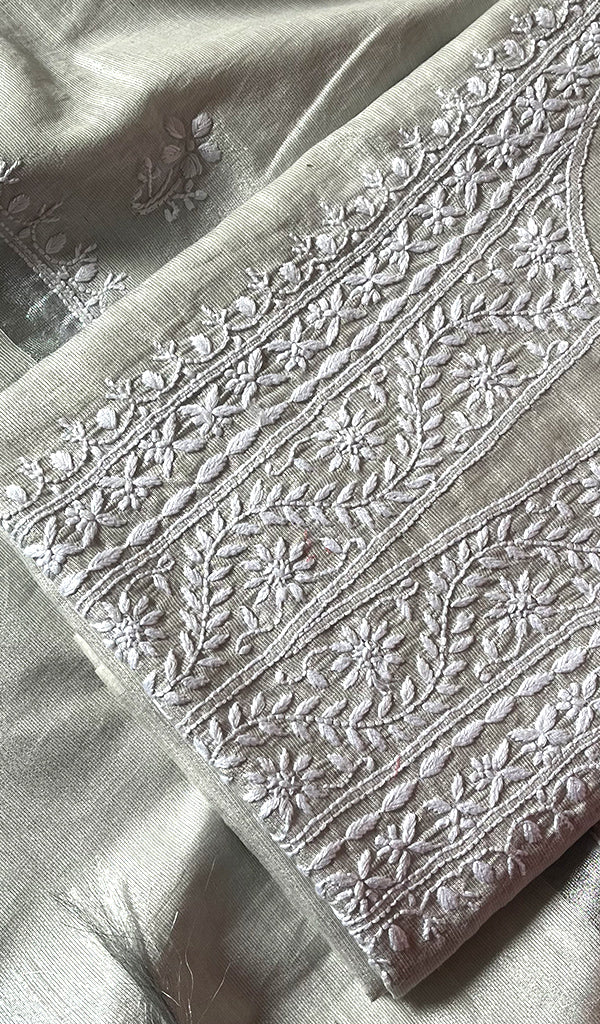 Women's Lucknowi Handcrafted Tissue Chanderi Chikankari Kurta And Dupatta Set - HONC0223407