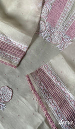 将图像加载到图库查看器中， Women&#39;s Lakhnavi Handcrafted Pure Organza Chikankari Semi-Stitched Kurta And Dupatta Set- HONC0242649
