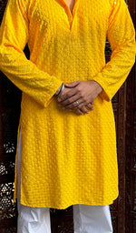 Load image into Gallery viewer, Men&#39;s Faux-Georgette Hakoba Kurta - HONC0266681
