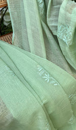Load image into Gallery viewer, Women&#39;s Lakhnavi Handcrafted Mul Chanderi Chikankari Saree - HONC0259130
