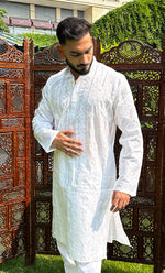 Load image into Gallery viewer, Men&#39;s Lucknowi Handcrafted Cotton Chikankari Kurta - HONC0295792
