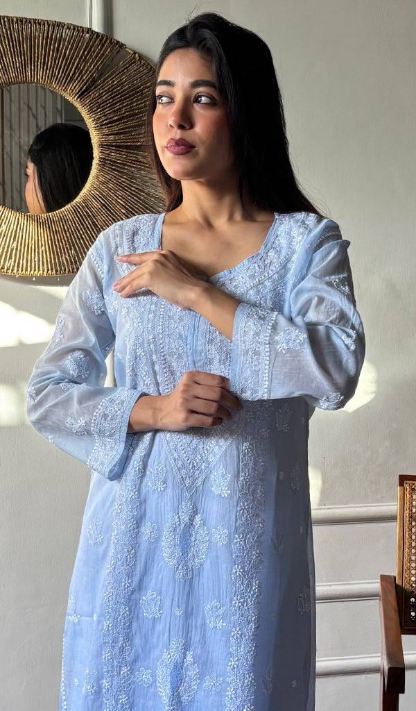 Women's Lakhnavi Handcrafted Cotton Chikankari Kurti - HONC0357550