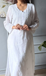 Load image into Gallery viewer, Women&#39;s Lakhnavi Handcrafted Kota Cotton Chikankari Kurti - HONC0305763
