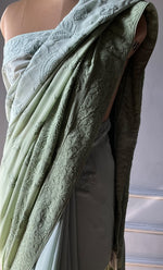 Load image into Gallery viewer, Women&#39;s Lakhnavi Handcrafted Viscose Georgette Chikankari Saree - HONC0301803
