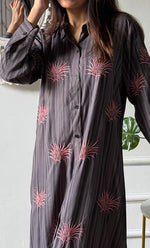 Load image into Gallery viewer, Vaishali Women's Lucknowi Handcrafted Cotton Chikankari Long Dress - HONC0341150