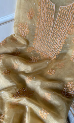 Load image into Gallery viewer, Women&#39;s Lakhnavi Handcrafted Organza Chikankari Unstitched Full Suit Material - HONC0271204
