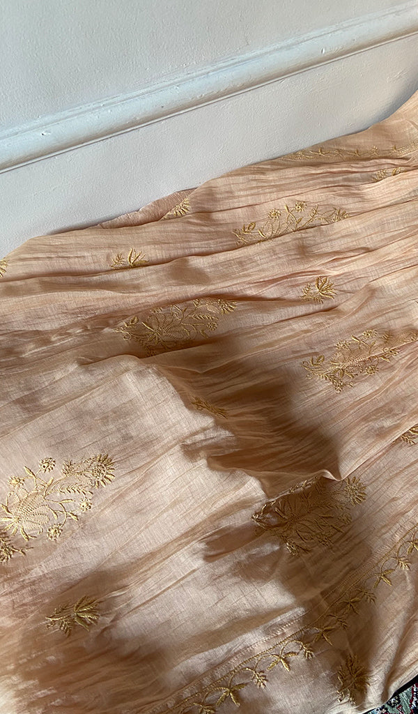 Womens Lakhnavi Handcrafted Mul Chanderi