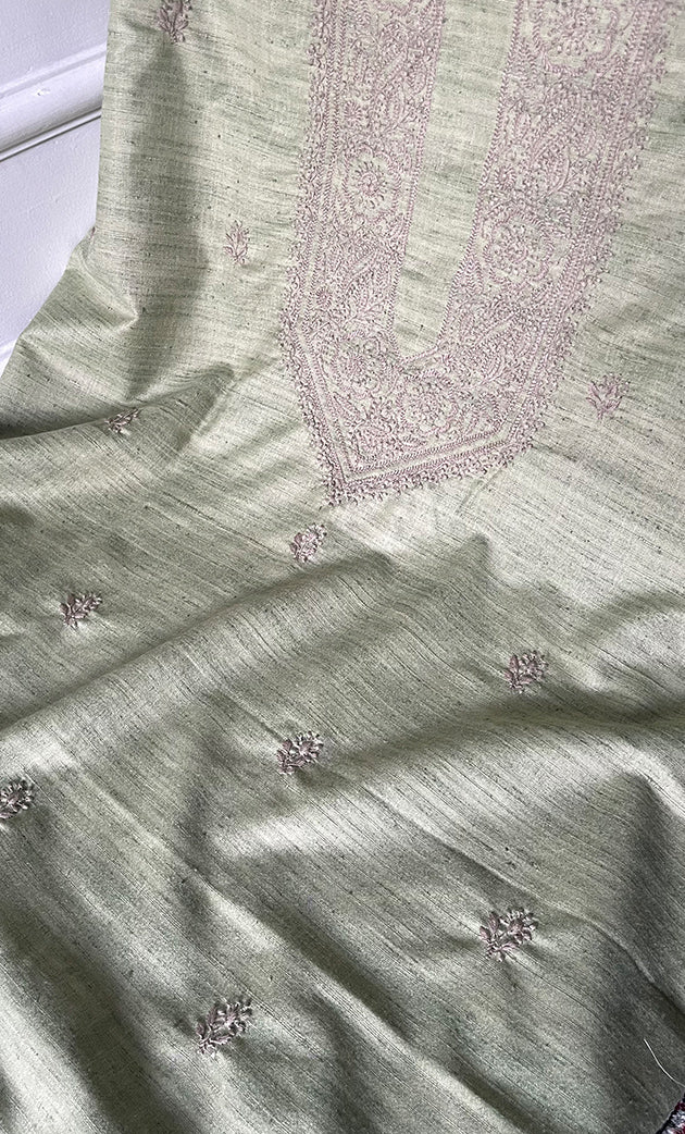 Lucknowi Handcrafted Cotton Chikankari Unstitched Men's Kurta Fabric - HONC0283357