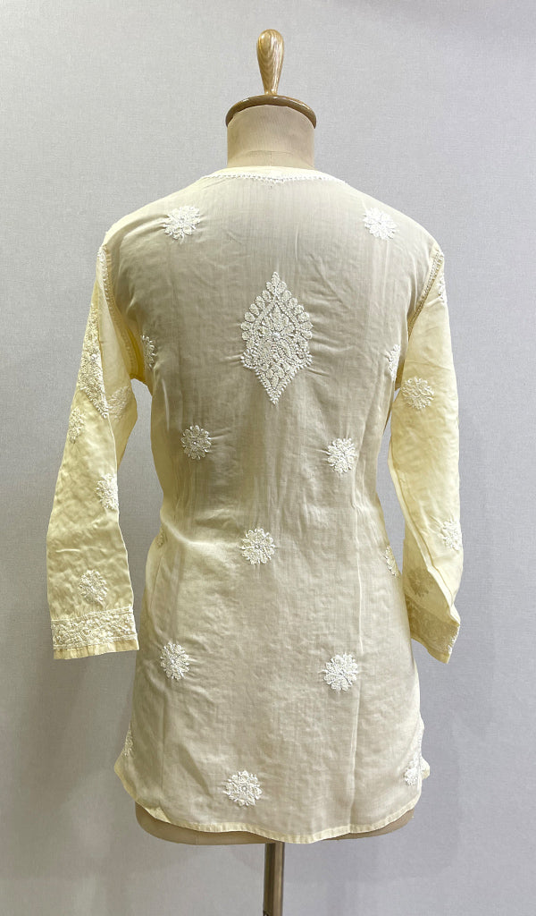 Women's Lucknowi Handcrafted White Cotton Chikankari Top - HONC0165230