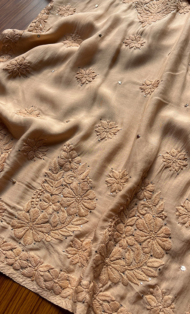 Women's Lakhnavi Handcrafted Muslin Chikankari Kurti- HONC0175642