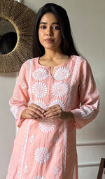 将图像加载到图库查看器中， Naima Women's Lakhnavi Handcrafted Kota Cotton Chikankari Kurti - HONC03360444