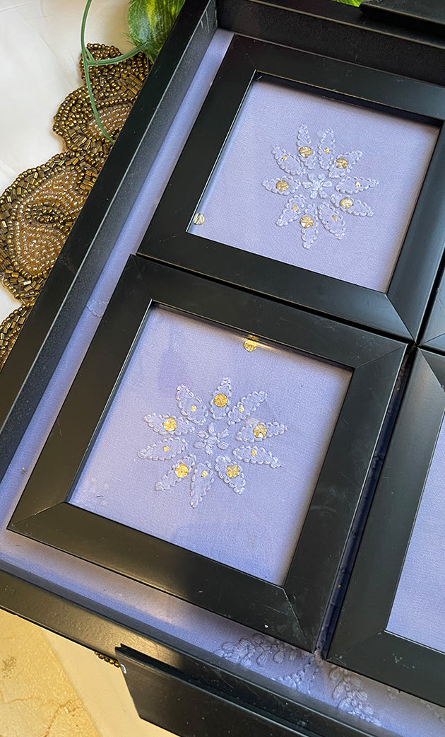 Chikankari Tray with Four Coasters -  HONC0310954