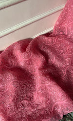 Load image into Gallery viewer, Women's Lakhnavi Handcrafted Pure Organza Chikankari Unstitched Kurta And Dupatta Set- HONC0327848