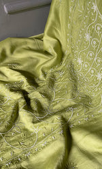 Load image into Gallery viewer, Baseema Women&#39;s Lucknowi Handcrafted Chanderi Silk Chikankari Full Suit Material - HONC0278001

