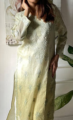 Load image into Gallery viewer, Women&#39;s Lucknowi Handcrafted Mul Chanderi Chikankari Kurti - HONC0308108
