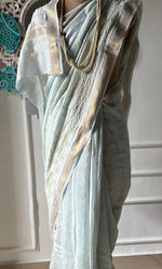 将图像加载到图库查看器中， Women&#39;s Lakhnavi Handcrafted Chanderi Silk  Chikankari Saree - HONC0312050
