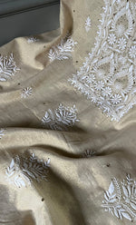 Load image into Gallery viewer, Women's Lakhnavi Handcrafted Tissue Chanderi Unstitched Kurta And Dupatta Set - HONC0267132