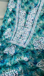 将图像加载到图库查看器中， Women's Lakhnavi Handcrafted Cotton Chikankari Unstitched Kurti Fabric - HONC0315333