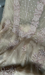 Load image into Gallery viewer, Women&#39;s Lakhnavi Handcrafted Pure Organza Chikankari Unstitched Kurta And Dupatta Set- HONC0306597
