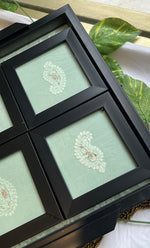 Load image into Gallery viewer, Handcrafted Chikankari Embroidered Wooden Coaster Set – (Set of 4) - HONC0313508
