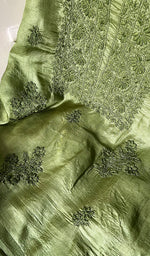 Load image into Gallery viewer, Women&#39;s Lakhnavi Handcrafted Tussar Silk Chikankari Full Suit Material -  HONC0269545
