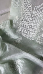 Load image into Gallery viewer, Women&#39;s Lakhnavi Handcrafted Organza Chikankari Unstitched Full Suit Material - HONC02712100
