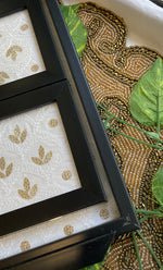 将图像加载到图库查看器中， Handcrafted Chikankari Tray with Two Coasters – Wooden Frame - HONC0310959
