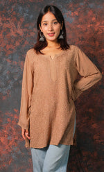 Load image into Gallery viewer, Women&#39;s Lucknowi Handcrafted Viscose Georgette Chikankari Top - HONC0327522
