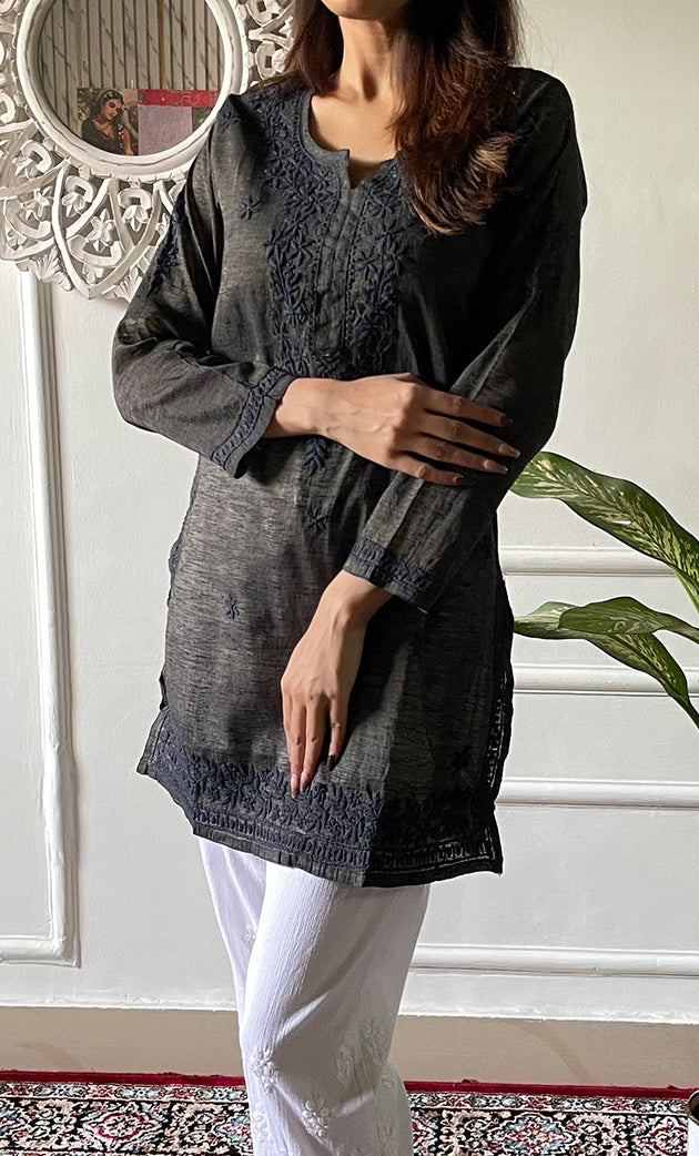 Women's Lakhnavi Handcrafted Cotton Chikankari Top - HONC0331497