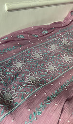 Load image into Gallery viewer, Women's Lakhnavi Handcrafted Mul Chanderi Semi - Stitched Anarkali And Dupatta Set - HONC0376017