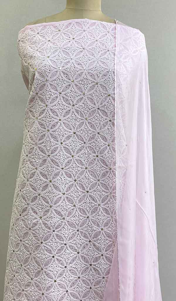 Women's Lakhnavi Handcrafted Cotton Chikankari Suit Material - HONC0222690