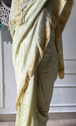 将图像加载到图库查看器中， Women&#39;s Lakhnavi Handcrafted Chanderi Silk  Chikankari Saree - HONC0312053
