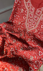 Load image into Gallery viewer, Women's Lakhnavi Handcrafted Munga Silk Chikankari Kurta And Dupatta Set- HONC0278881