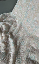 将图像加载到图库查看器中， Women&#39;s Lakhnavi Handcrafted Pure Silk Georgette Chikankari Kurta And Dupatta Set- HONC0241825
