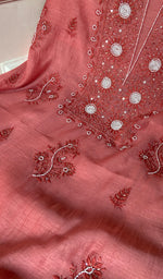 Load image into Gallery viewer, Women's Lucknowi Handcrafted Chanderi Silk Chikankari Full Suit Material - HONC0260950