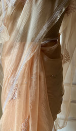Load image into Gallery viewer, Women&#39;s Lucknowi Handcrafted Pure Organza Silk Chikankari Saree - HONC0280965
