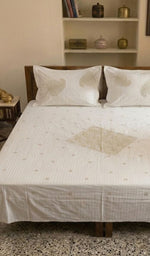 Load image into Gallery viewer, Lakhnavi Handcrafted Cotton Chikankari Bedsheet Set - HONC014776