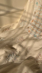 Load image into Gallery viewer, Irum Women&#39;s Lakhnavi Handcrafted Mul Chanderi Unstitched Kurta And Dupatta Set - HONC0297201
