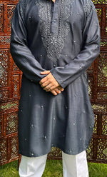 Load image into Gallery viewer, Men&#39;s Lucknowi Handcrafted Cotton Chikankari Kurta - HONC0324702
