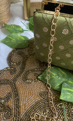 Load image into Gallery viewer, Green Chikankari Embroidered Clutch - HONC02313585

