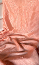 将图像加载到图库查看器中， Lucknowi Handcrafted Raw Silk Chikankari Unstitched Men&#39;s Kurta Fabric - HONC0288528
