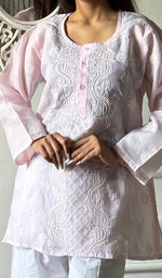 Load image into Gallery viewer, Women's Lakhnavi Handcrafted Cotton Chikankari Top - HONC0347216