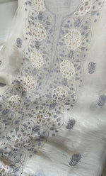 Load image into Gallery viewer, Women&#39;s Lakhnavi Handcrafted Pure Organza Chikankari Unstitched Kurta And Dupatta Set- HONC0311879
