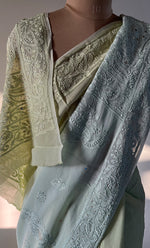 Load image into Gallery viewer, Women&#39;s Lakhnavi Handcrafted Viscose Georgette Chikankari Saree - HONC0271074
