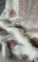 Load image into Gallery viewer, Women&#39;s Lakhnavi Handcrafted Pure Organza Chikankari Unstitched Kurta And Dupatta Set- HONC0305184
