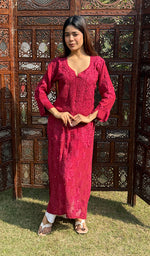 Load image into Gallery viewer, Asma Women&#39;s Lakhnavi Handcrafted Crepe Chikankari Kurti - HONC0218273
