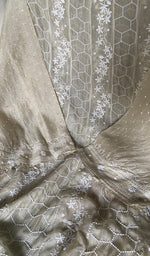 Load image into Gallery viewer, Women's Lucknowi Handcrafted Pure Organza Silk Chikankari Semi - stitched Anarkali Dupatta Set- HONC0362220