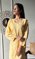 Load image into Gallery viewer, Women's Lakhnavi Handcrafted Cotton Chikankari Kurta And Palazzo Set - HONC0286935