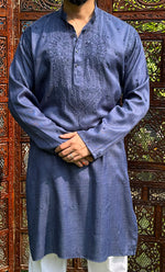 Load image into Gallery viewer, Men&#39;s Lucknowi Handcrafted Cotton Chikankari Kurta - HONC0321514
