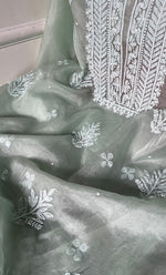 Load image into Gallery viewer, Women&#39;s Lakhnavi Handcrafted Organza Chikankari Unstitched Full Suit Material - HONC0287040
